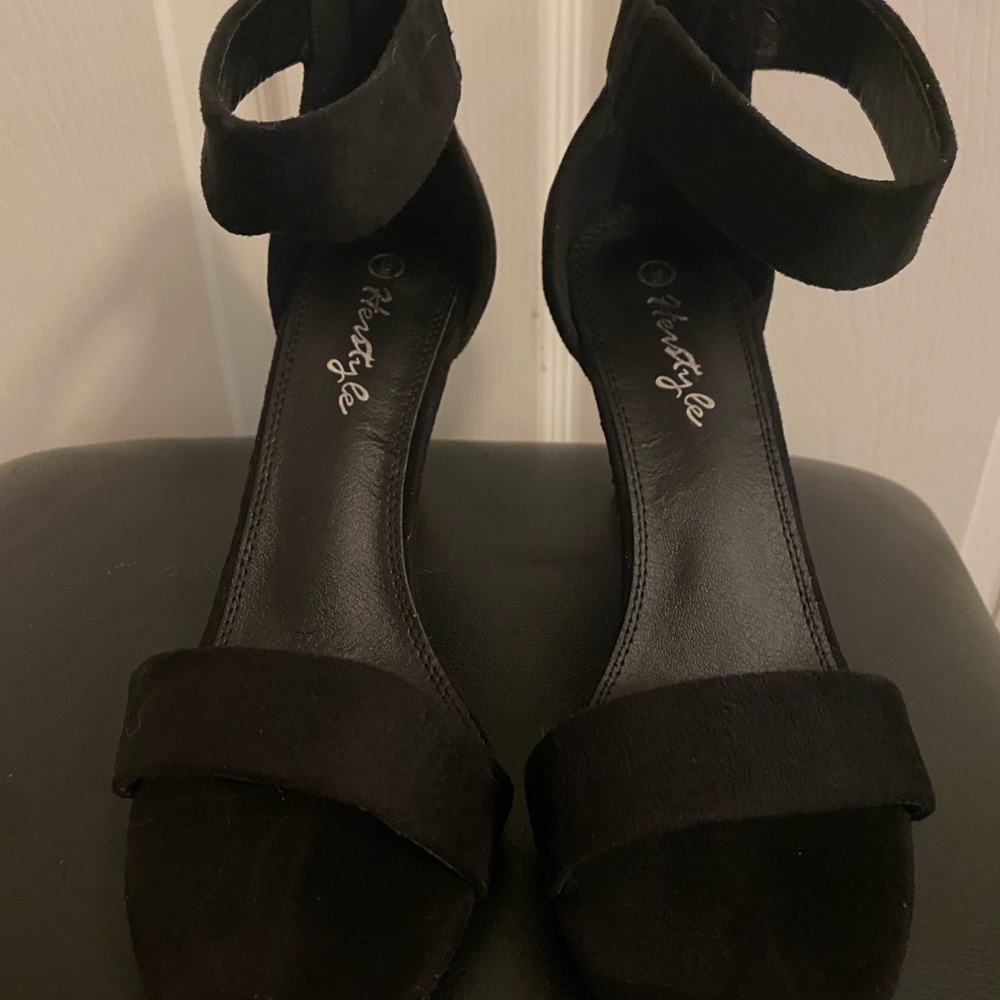Brand New Women's Black Suede Ankle Strap 3” Heels